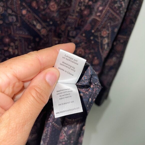 Mes Demoiselles Womens Donovan Shirt Dress Size 8 Black Multicolor Pure Silk - Picture 11 of 16